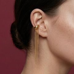 Ear Cuff No Piercing Gold Chain Cascade 18K Plated Brass Cartilage Wrap Gift for Her