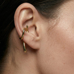 Ear Cuff No Piercing Gold Wave Cartilage Wrap 18K Plated Brass Sculptural Gift for Her