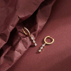 Hoop Drop Earrings Crystal Pave Huggie 18K Gold Plated Dainty Bridesmaid Gift for Her