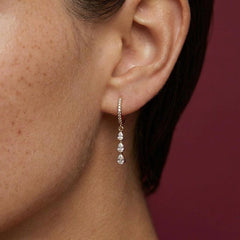 Hoop Drop Earrings Crystal Pave Huggie 18K Gold Plated Dainty Bridesmaid Gift for Her