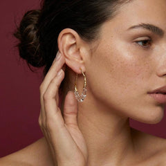 Drop Earrings Crystal Clear Resin 18K Gold Plated Brass Sculptural Teardrop Gift for Her