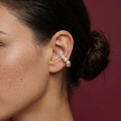 Ear Cuff No Piercing Pearl Cluster Cartilage Wrap 18K Platinum Plated Wedding Gift