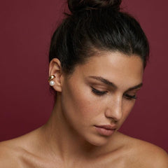 Ear Cuff Pearl Gold Plated No Piercing Wavy Sculptural Minimalist Gift For Her