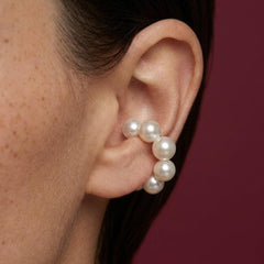 Ear Cuff No Piercing Pearl Cluster Cartilage Wrap 18K Platinum Plated Wedding Gift