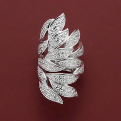 Ear Cuff No Piercing Crystal Leaf Silver Plated Wrap Wedding Everyday Gift