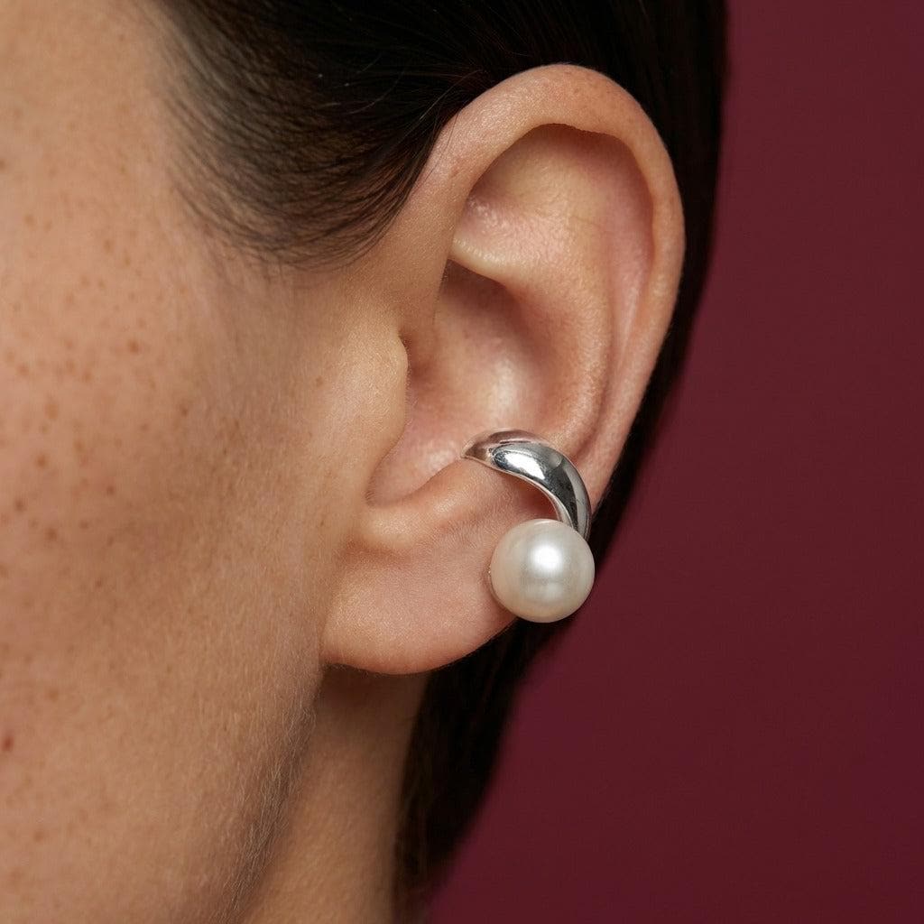 Ear Cuff Pearl No Piercing Silver Plated Minimalist Cartilage Wrap Gift