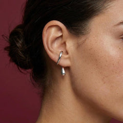 Ear Cuff No Piercing Silver Sculptural Teardrop Drop Brass Silver Plated Gift for Her
