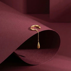 Ear Cuff No Piercing Gold Dewdrop Chain Cartilage Wrap 18K Plated Brass Gift for Her