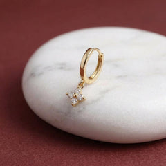 Dangle Hoop Earrings Crystal Flower 18K Gold Plated Huggie Dainty Minimalist Wedding Gift for Her