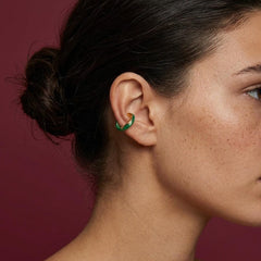 Ear Cuff No Piercing Green Malachite Gold Plated Cartilage Wrap Statement Gift for Her