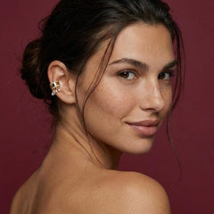 Ear Cuff Crystal Chain Tassel Gold Pave Cartilage Wrap No Piercing Brass Gift for Her