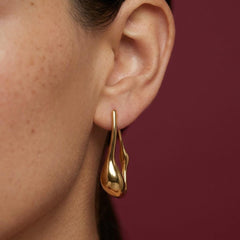 Drop Earrings Brass Gold Plated Sculptural Dangle Statement Asymmetric Modern Gift for Her