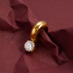 Ear Cuff No Piercing Crystal Solitaire Gold Cartilage Wrap Brass Plated Gift for Her