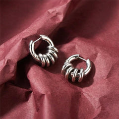 Huggie Hoop Earrings Twisted Croissant 18K Platinum Plated Brass Chunky Small Hoops Gift for Her