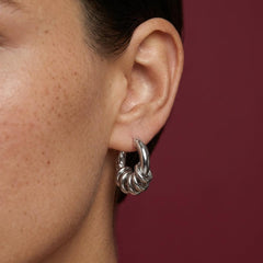 Huggie Hoop Earrings Twisted Croissant 18K Platinum Plated Brass Chunky Small Hoops Gift for Her