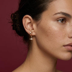 Ear Cuff No Piercing Gold Crystal North Star Charm Brass Gold Plated Celestial Gift
