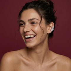 Ear Cuff No Piercing Crystal Gold Cartilage Wrap Brass Plated Statement Gift for Her