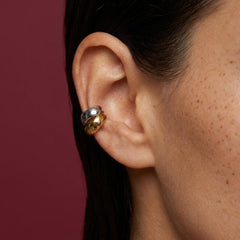 Ear Cuff No Piercing Two Tone Twisted Brass Gold Silver Plated Minimalist Gift for Her