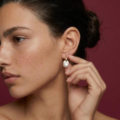 Dangle Earrings Baroque Freshwater Pearl Gold Plated Stud Everyday Gift for Her