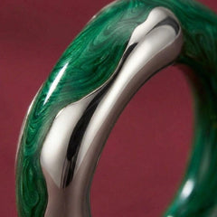 Ear Cuff No Piercing Malachite Green Gold Plated Brass Sculptural Cartilage Gift