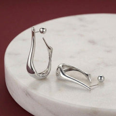 Drop Earrings Silver Plated Sculptural Dangle Statement Asymmetric Modern Gift for Her