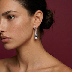 Drop Earrings Silver Plated Sculptural Dangle Statement Asymmetric Modern Gift for Her