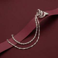 Ear Cuff No Piercing Silver Chain Tassel Cartilage Wrap Crystal Accent Statement Gift