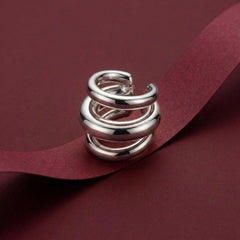 Ear Cuff No Piercing Silver Triple Band Chunky Cartilage Wrap Brass Silver Plated Gift