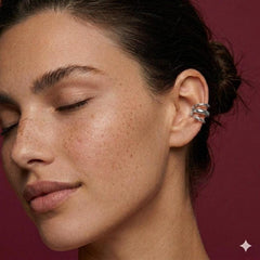 Ear Cuff No Piercing Silver Triple Band Chunky Cartilage Wrap Brass Silver Plated Gift
