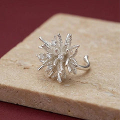 Ear Cuff No Piercing Crystal Starburst Silver Plated Brass Cartilage Wrap Gift for Her