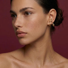 Ear Cuff No Piercing Gold Sculptural Teardrop Wrap Cartilage Statement Gift for Her