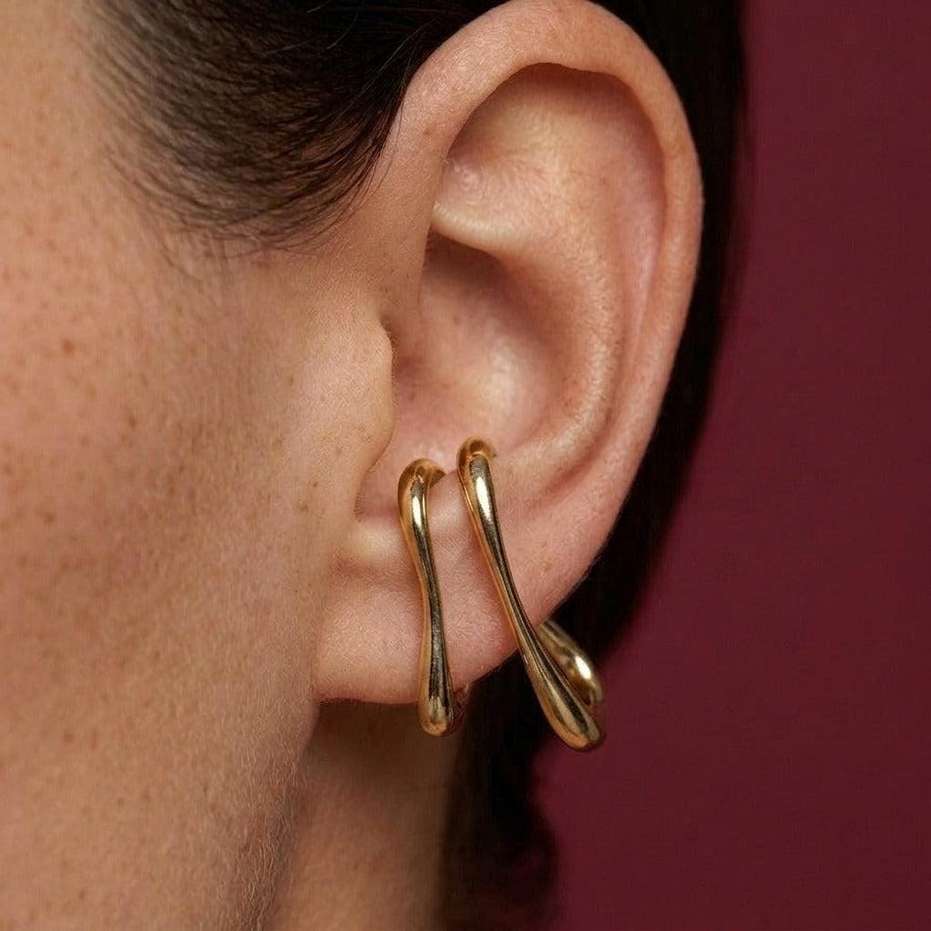 Ear Cuff No Piercing Gold Sculptural Teardrop Wrap Cartilage Statement Gift for Her