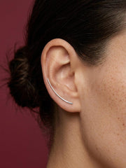 Ear Crawler Earrings Silver Plated Brass Minimalist Wire Climber Everyday Gift for Her