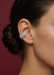 Ear Cuff Pearl Crystal No Piercing Silver Cartilage Wrap Brass Plated Gift for Her
