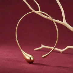 Collar Necklace Gold Teardrop Asymmetrical Torque Choker Statement Wire Sculptural Gift