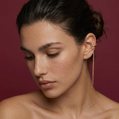 Ear Cuff No Piercing Gold Chain Tassel Beaded Bands Cartilage Wrap Brass Plated Gift