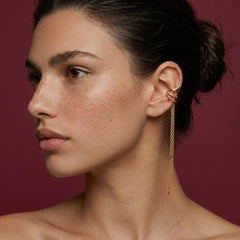Ear Cuff No Piercing Gold Chain Tassel Beaded Bands Cartilage Wrap Brass Plated Gift