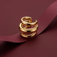 Ear Cuff No Piercing Gold Triple Band Chunky Brass Gold Plated Cartilage Wrap Gift
