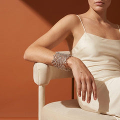 Silver Statement Cuff Bracelet — Sculptural Coral Lattice Wrist Armor for Bold Women