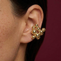 Ear Cuff No Piercing Gold Sphere Cluster Sculptural Wrap Brass Gold Plated Gift for Her