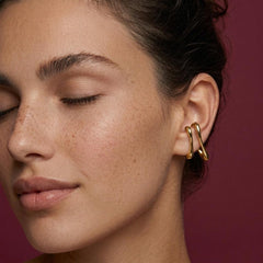 Ear Cuff No Piercing Gold Sculptural Teardrop Wrap Cartilage Statement Gift for Her