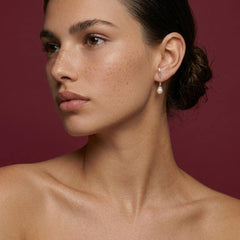 Ear Cuff Pearl Drop 925 Sterling Silver Wrap Stud Modern Architectural Bridal Gift