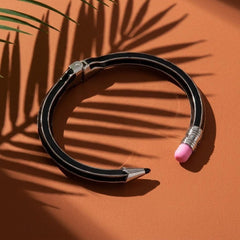 Black Pencil Cuff Bracelet — Quirky Teacher Gift, Novelty Jewelry for Writers, Artists & Creative